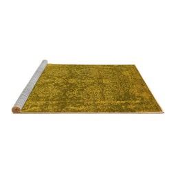 Sideview of Machine Washable Oriental Yellow Industrial Rug, wshurb2563yw