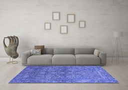 Machine Washable Oriental Blue Industrial Rug in a Living Room, wshurb2563blu