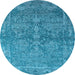 Round Oriental Light Blue Industrial Rug, urb2563lblu