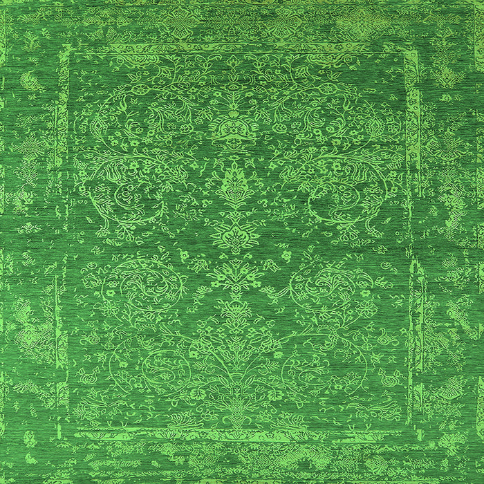 Square Machine Washable Oriental Green Industrial Area Rugs, wshurb2563grn