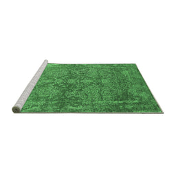 Sideview of Machine Washable Oriental Emerald Green Industrial Area Rugs, wshurb2563emgrn