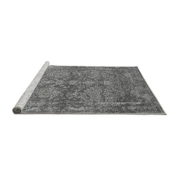 Sideview of Machine Washable Oriental Gray Industrial Rug, wshurb2563gry
