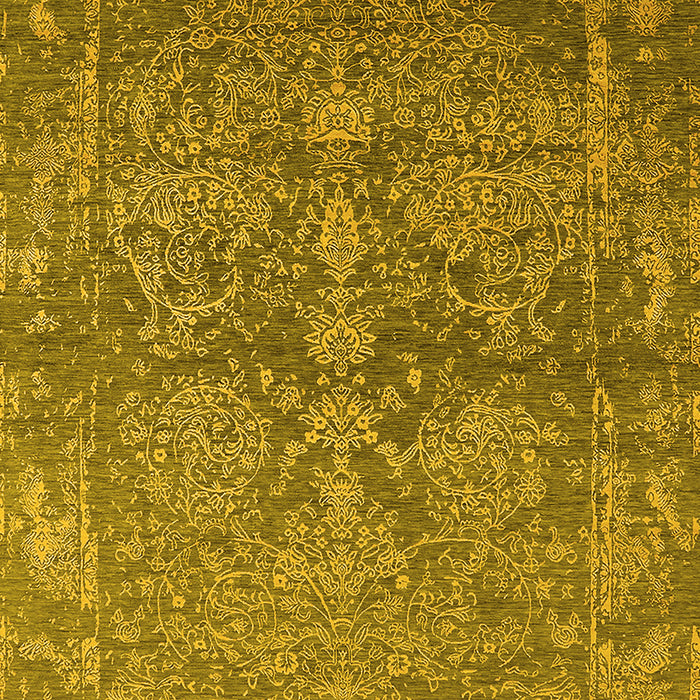 Machine Washable Oriental Yellow Industrial Rug, wshurb2563yw
