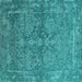 Square Oriental Turquoise Industrial Rug, urb2563turq