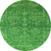 Round Oriental Green Industrial Rug, urb2563grn