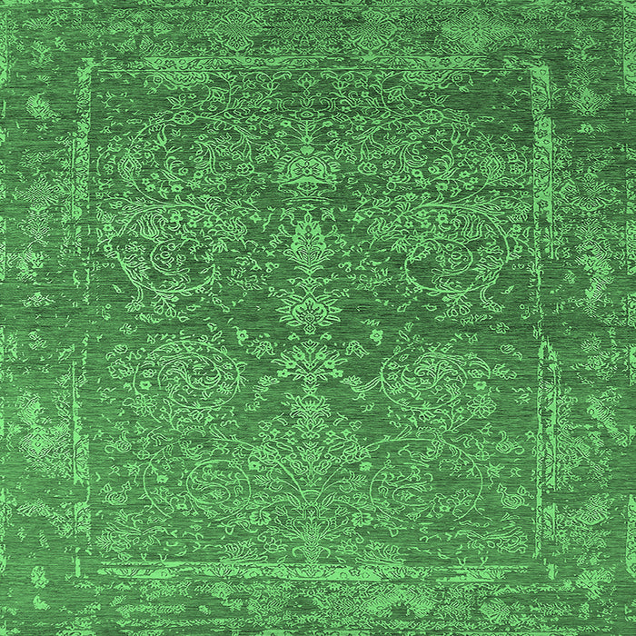 Square Machine Washable Oriental Emerald Green Industrial Area Rugs, wshurb2563emgrn
