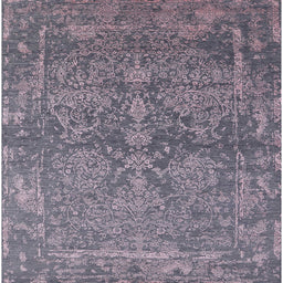 Square Mid-Century Modern Dark Gray Oriental Rug, urb2563