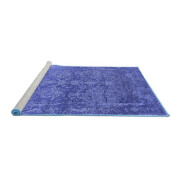 Sideview of Machine Washable Oriental Blue Industrial Rug, wshurb2563blu