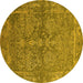 Round Oriental Yellow Industrial Rug, urb2563yw