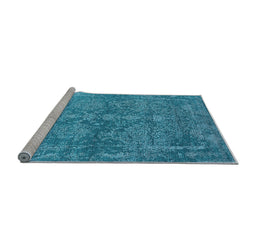 Sideview of Machine Washable Oriental Light Blue Industrial Rug, wshurb2563lblu