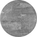 Round Machine Washable Oriental Gray Industrial Rug, wshurb2564gry