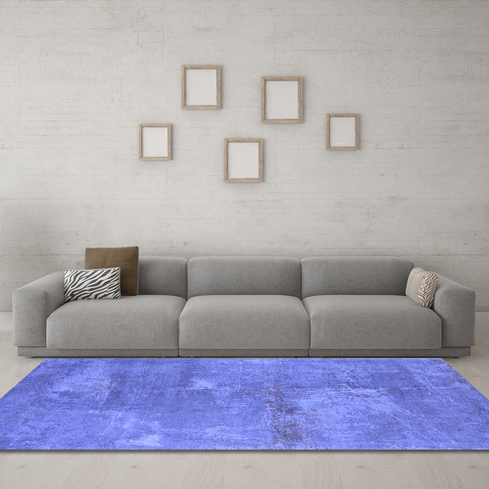 Machine Washable Oriental Blue Industrial Rug in a Living Room, wshurb2564blu