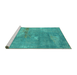Sideview of Machine Washable Oriental Turquoise Industrial Area Rugs, wshurb2564turq