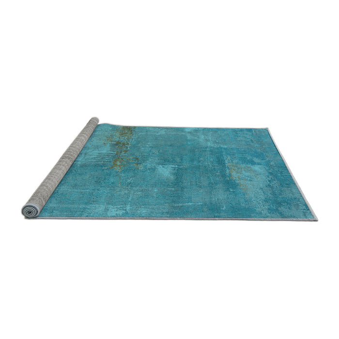 Sideview of Machine Washable Oriental Light Blue Industrial Rug, wshurb2564lblu