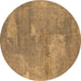 Round Oriental Brown Industrial Rug, urb2564brn