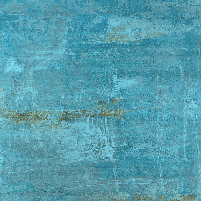 Square Machine Washable Oriental Light Blue Industrial Rug, wshurb2564lblu
