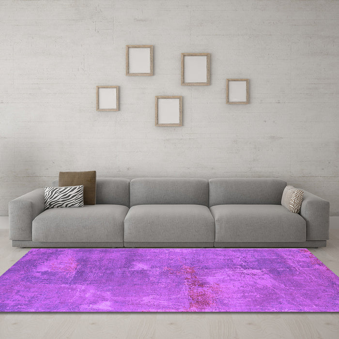 Machine Washable Oriental Purple Industrial Area Rugs in a Living Room, wshurb2564pur