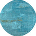 Round Oriental Light Blue Industrial Rug, urb2564lblu