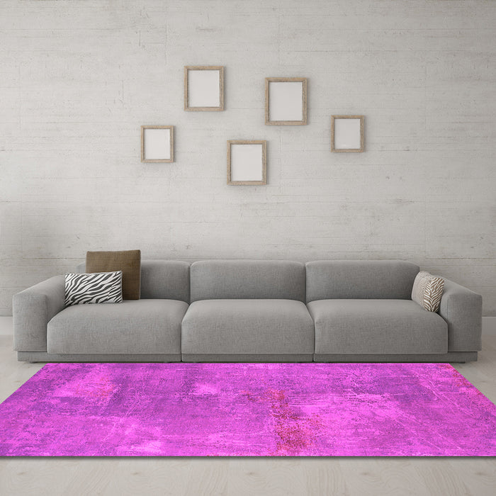 Machine Washable Oriental Pink Industrial Rug in a Living Room, wshurb2564pnk