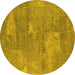 Round Oriental Yellow Industrial Rug, urb2564yw