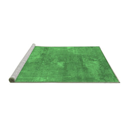 Sideview of Machine Washable Oriental Emerald Green Industrial Area Rugs, wshurb2564emgrn