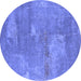 Round Oriental Blue Industrial Rug, urb2564blu