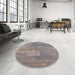 Round Machine Washable Industrial Modern Rose Dust Purple Rug in a Office, wshurb2564