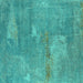 Square Oriental Turquoise Industrial Rug, urb2564turq