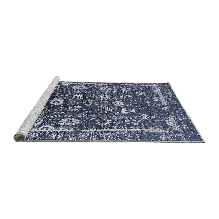 Sideview of Machine Washable Industrial Modern Lapis Blue Rug, wshurb2565