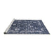 Sideview of Machine Washable Industrial Modern Lapis Blue Rug, wshurb2565