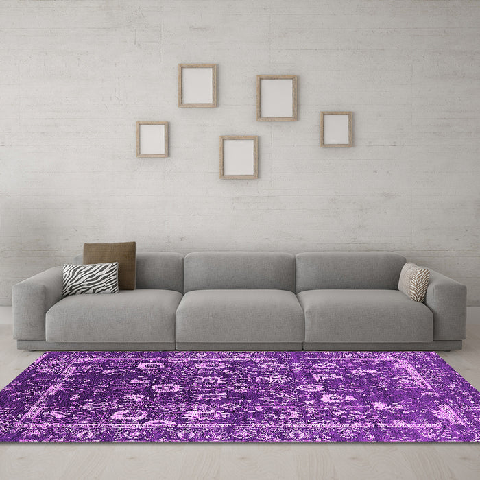 Machine Washable Oriental Pink Industrial Rug in a Living Room, wshurb2565pnk