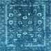 Square Machine Washable Oriental Light Blue Industrial Rug, wshurb2565lblu