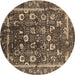 Round Oriental Brown Industrial Rug, urb2565brn