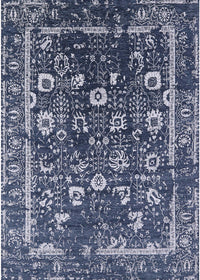 Machine Washable Industrial Modern Lapis Blue Rug, wshurb2565