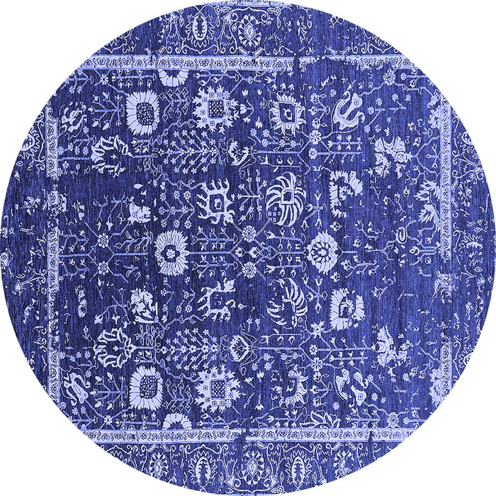 Round Oriental Blue Industrial Rug, urb2565blu