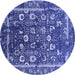 Round Oriental Blue Industrial Rug, urb2565blu