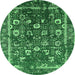 Round Oriental Green Industrial Rug, urb2565grn