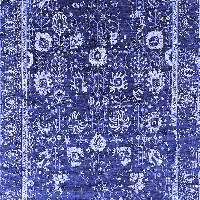 Machine Washable Oriental Blue Industrial Rug, wshurb2565blu