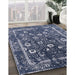 Mid-Century Modern Blue Oriental Rug in Family Room, urb2565