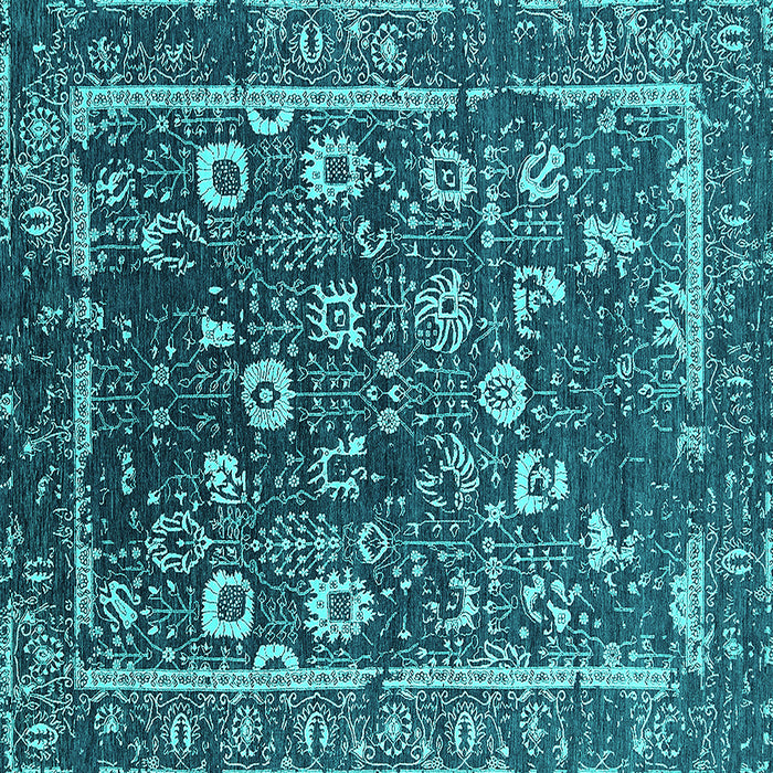 Square Machine Washable Oriental Turquoise Industrial Area Rugs, wshurb2565turq