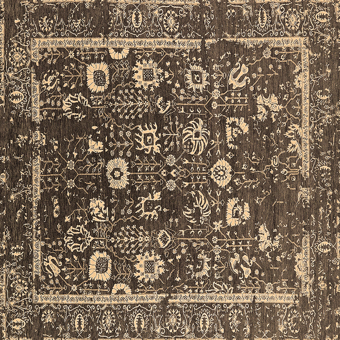 Square Machine Washable Oriental Brown Industrial Rug, wshurb2565brn