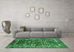 Machine Washable Oriental Green Industrial Area Rugs in a Living Room,, wshurb2565grn