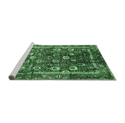 Sideview of Machine Washable Oriental Emerald Green Industrial Area Rugs, wshurb2565emgrn