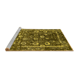Sideview of Machine Washable Oriental Yellow Industrial Rug, wshurb2565yw