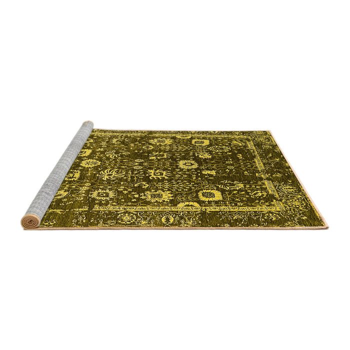 Sideview of Machine Washable Oriental Yellow Industrial Rug, wshurb2565yw