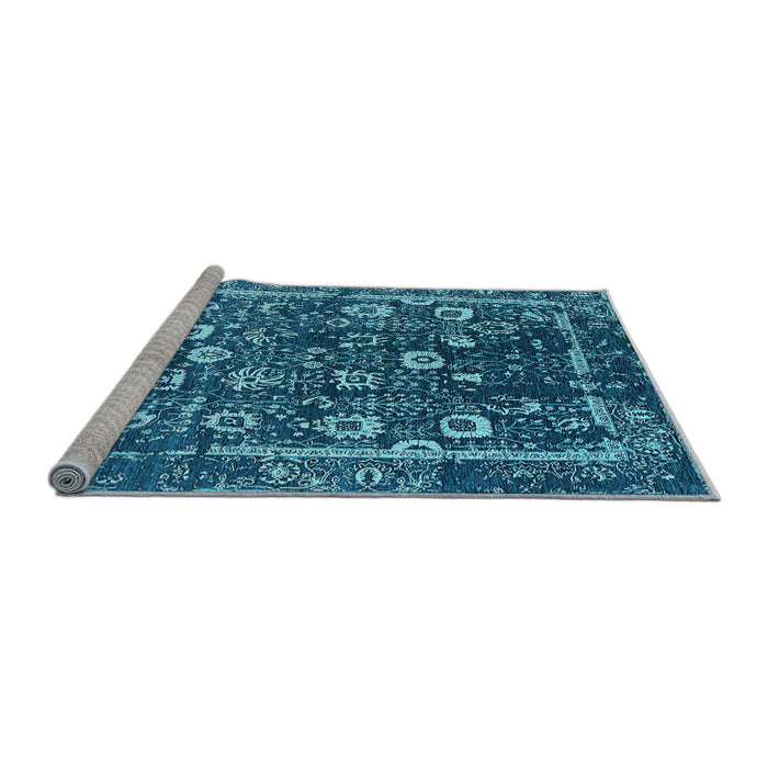 Sideview of Machine Washable Oriental Light Blue Industrial Rug, wshurb2565lblu