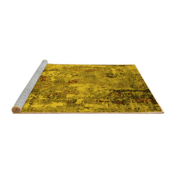 Sideview of Machine Washable Oriental Yellow Industrial Rug, wshurb2566yw