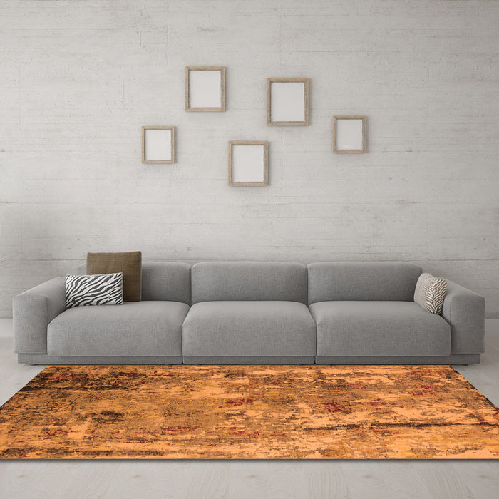 Machine Washable Oriental Orange Industrial Area Rugs in a Living Room, wshurb2566org
