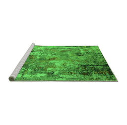Sideview of Machine Washable Oriental Green Industrial Area Rugs, wshurb2566grn