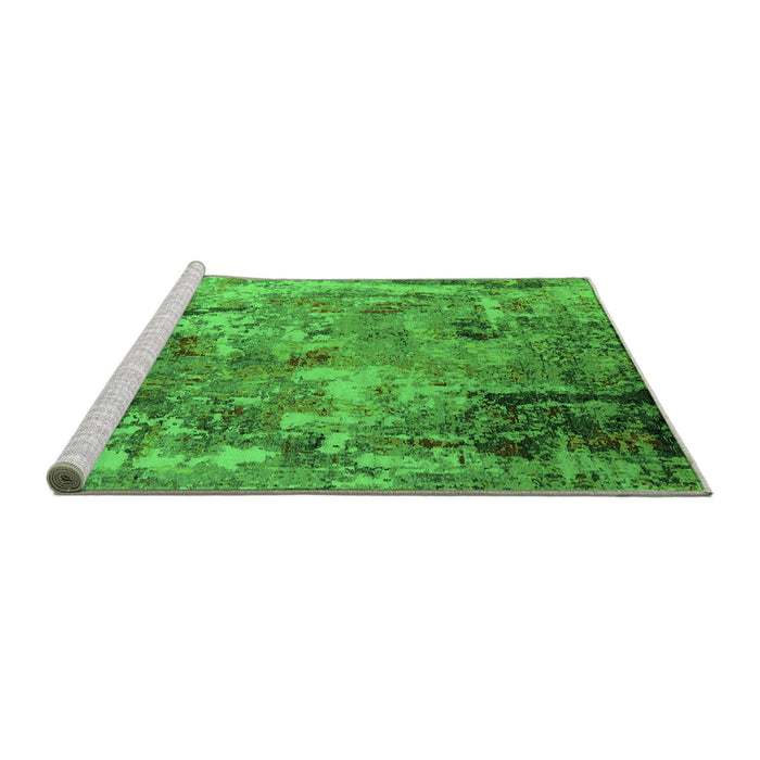 Sideview of Machine Washable Oriental Green Industrial Area Rugs, wshurb2566grn